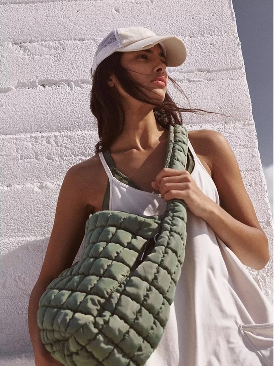 Free People Handbags - Free people Quilted Shoulder Tote Bag in Sage Green